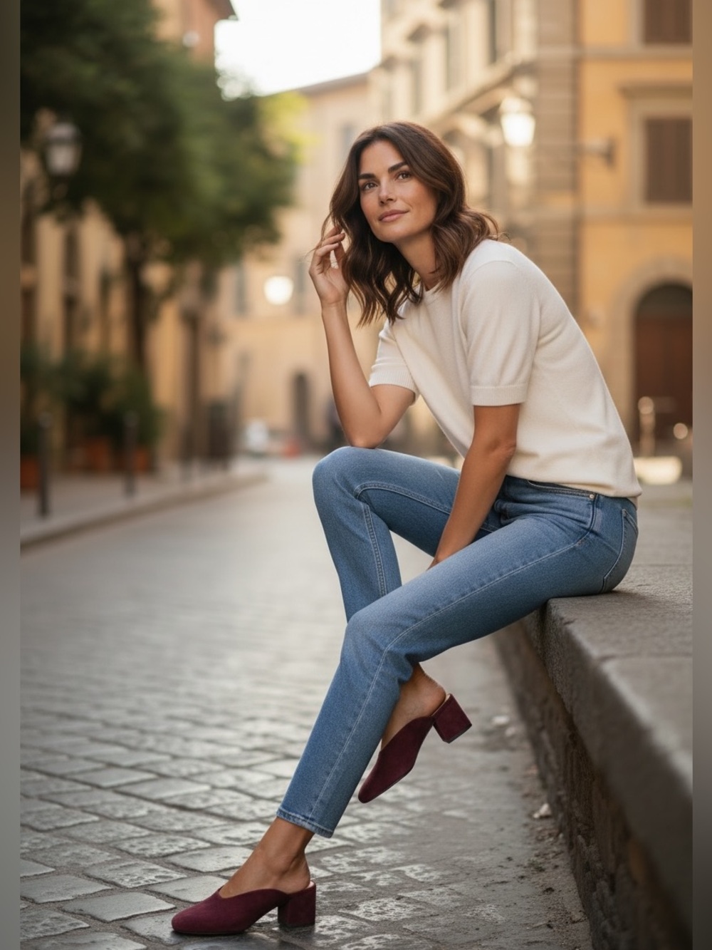 Seychelles Wine Suede Block Heel Mules